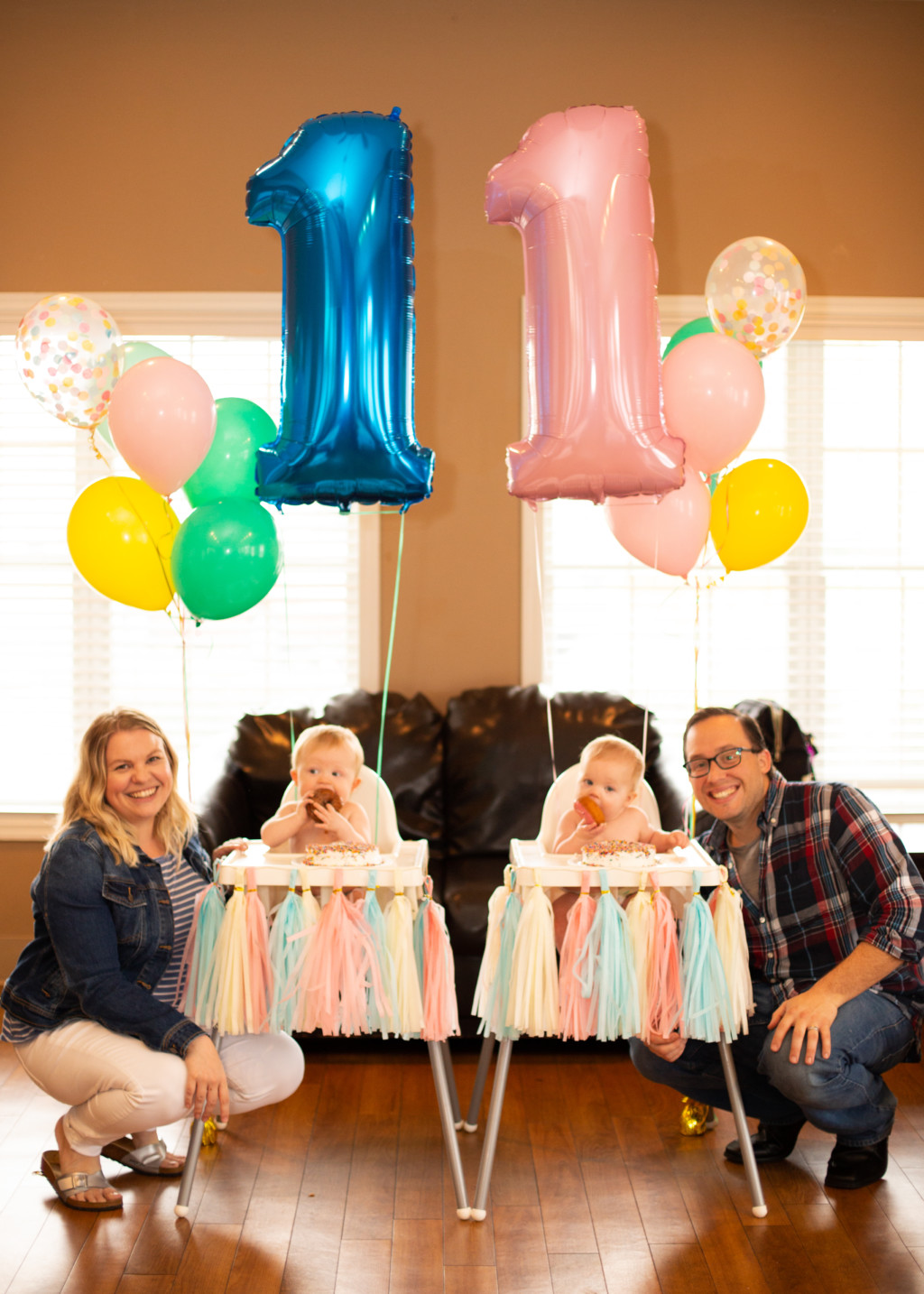 Lindsay Fischer with her husband and her IVF twins, Luke and Joey.