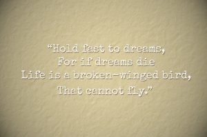 a quote by Langston Hughes from his poem, The Dream Keeper