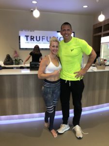 Amy Lescher at TruFusion with Alex Rodriguez