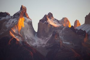 Jagged mountain peaks from a distance
