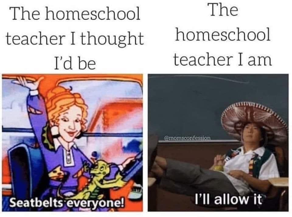 a meme about being a homeschool mom