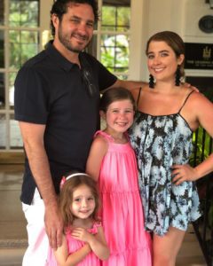 Mark Hinkle, restaurant owner of Olive + Oak in STL, with his wife and daughters