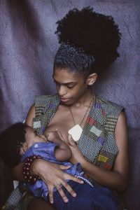 an African American mom breastfeeding her baby