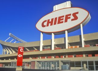 a close up of Arrowhead Stadium, where the Kansas City Chiefs play football