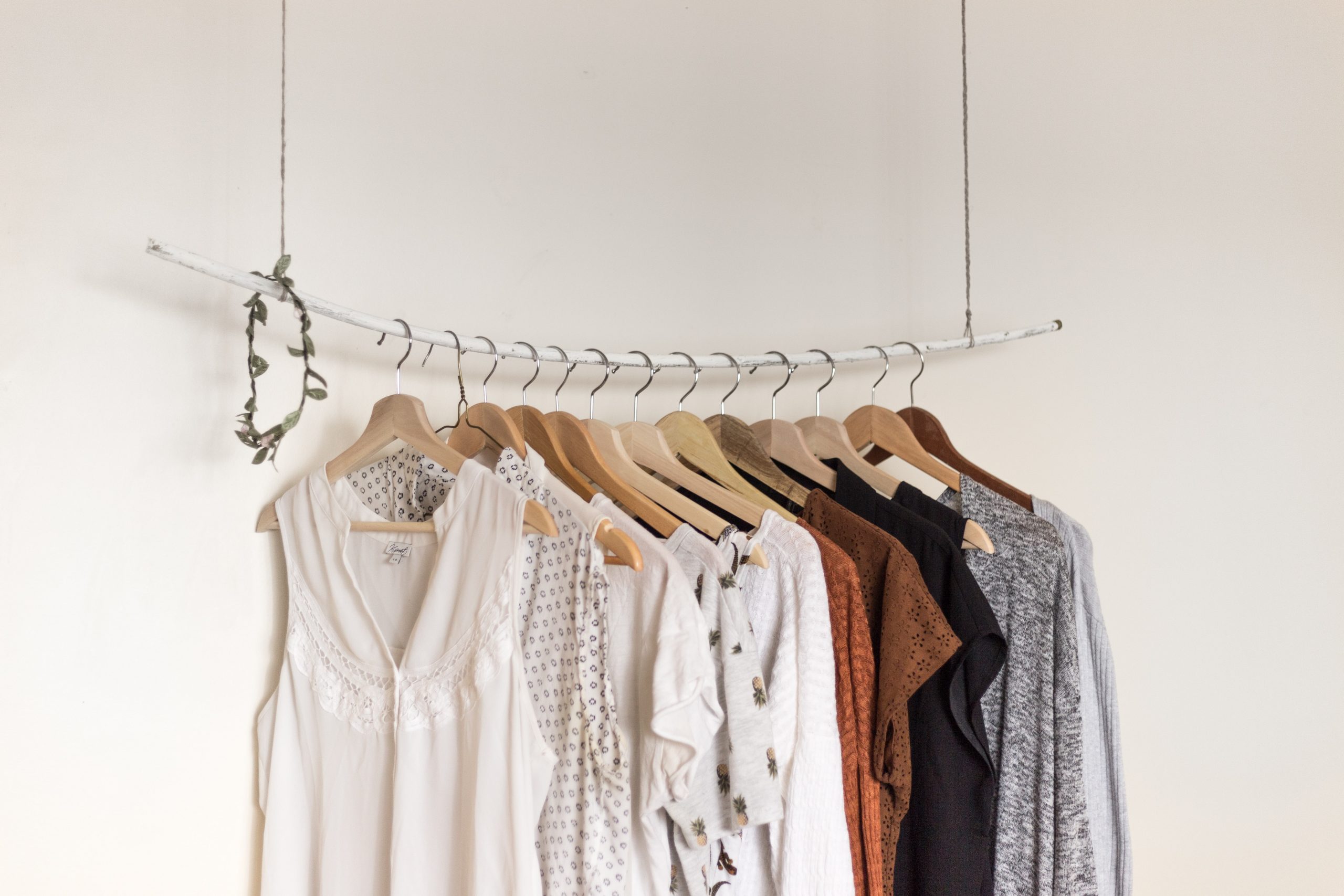 a rack of boutique clothing
