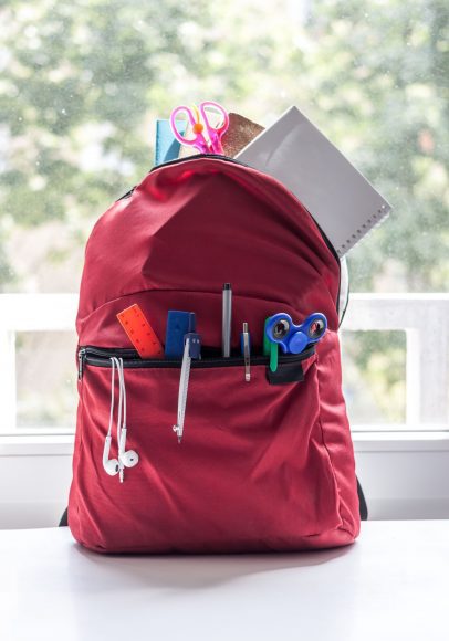 a backpack full of school supplies