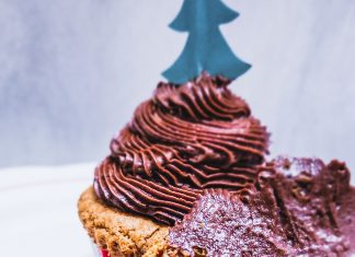 gluten-free chocolate chip cupcakes with chocolate icing