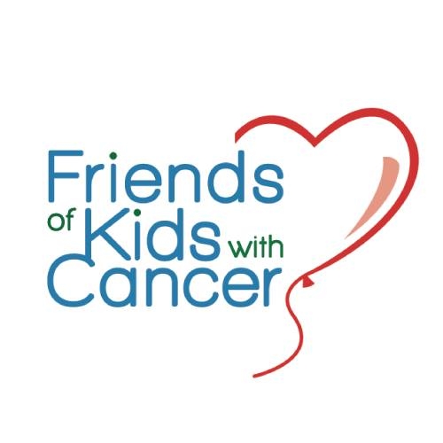 a Friends of Kids with Cancer logo with the outline of a heart shaped balloon