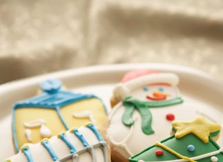 Hanukkah and Christmas sugar cookies on a plate