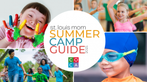 Photos of kids in various activities and the title, “St. Louis Mom Summer Camp Guide 2021"