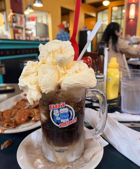 a root beer float in a Fitz’s mug