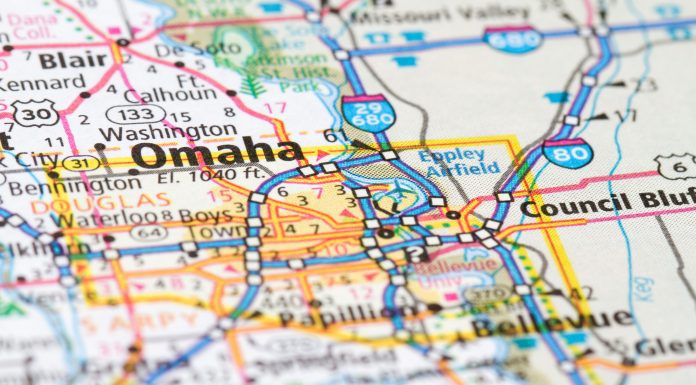 a road map of Omaha, Nebraska