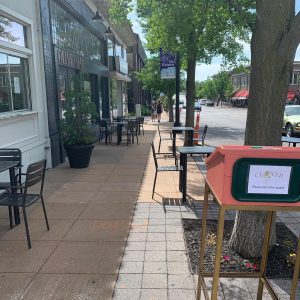 The patio outside the Clover and the Bee Coffee shop in St. Louis