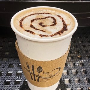 a mocha coffee in a to-go cup