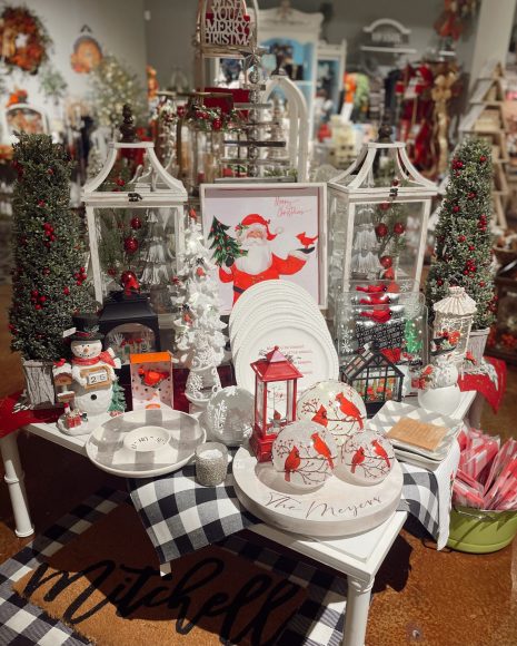 a holiday display at cat’s meow, a small business in St. Louis