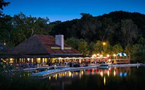 a view from the water of The Boathouse in Forest Park