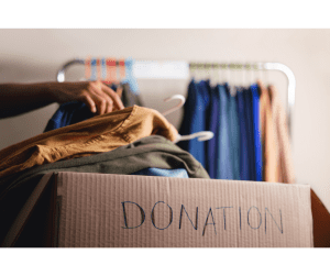 a box of clothing donations