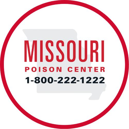 Missouri Poison Center logo and phone number