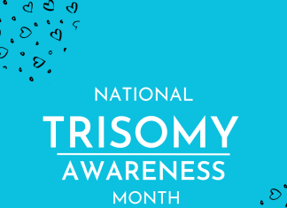 National Trisomy Awareness Month on a light blue background