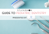 Mom’s Guide to Pediatric Dentists in St. Louis dental tools and a toothbrush with a banner across the image, St. Louis Mom Guide to Pediatric Dentists