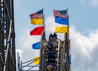 a rollercoaster at Holiday World in Santa Clause, Indiana