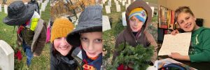 Memories from our past years of Wreathes Across America, and Josh holding his blog post about the event.