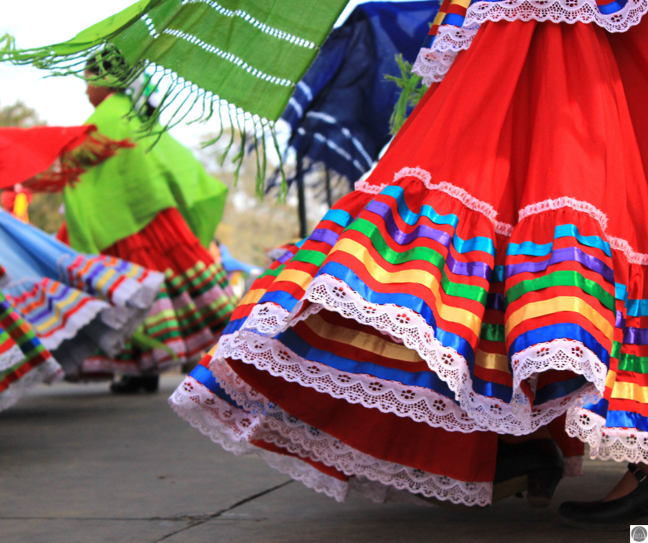 Hispanic skirts flowing during a dance