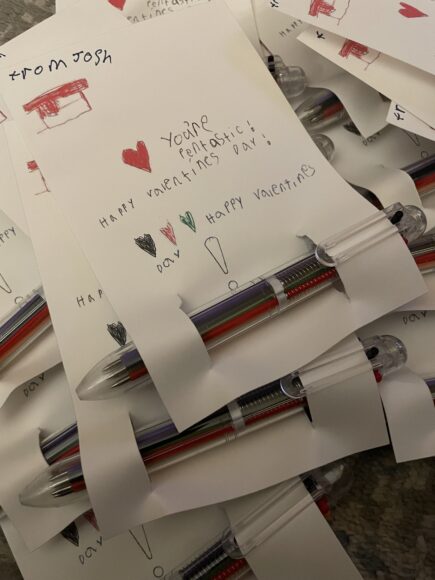 Homemade Valentine's with multi-colored pens