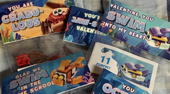 Sweet Without Sugar: Fun Valentine Alternatives for Kids A collection of LEGO-like sea creature Valentine's.